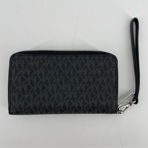 Michael Kors Jet Set Wristlet Wallet Gray Monogram Faux Leather - Picture 4 of 8